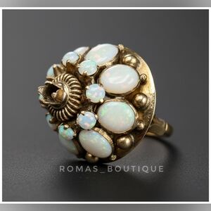Vintage Repair Gold TONE and Opal Princess Ring